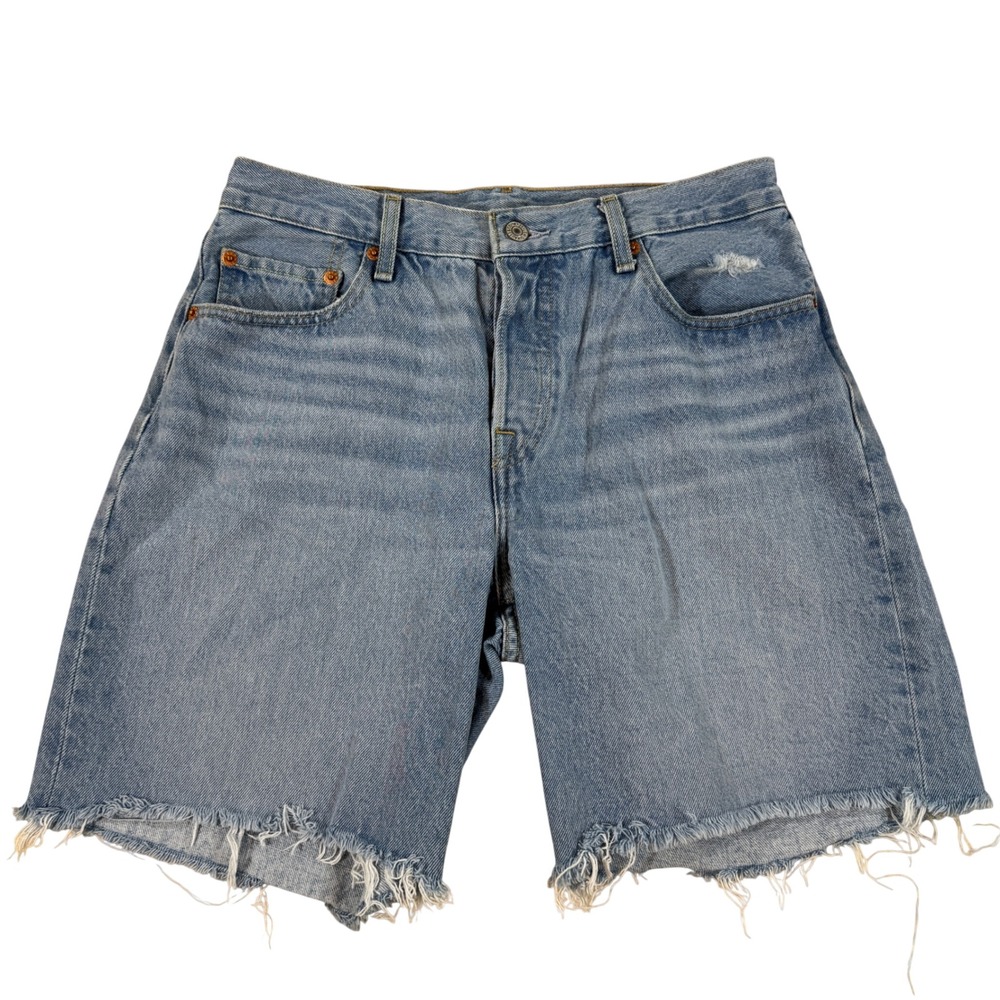 Levi's Premium 501 90s Cut Off Denim Shorts Light Wash Blue W28 Distressed